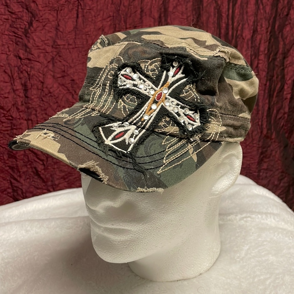 Camo, cross Y2K style hat